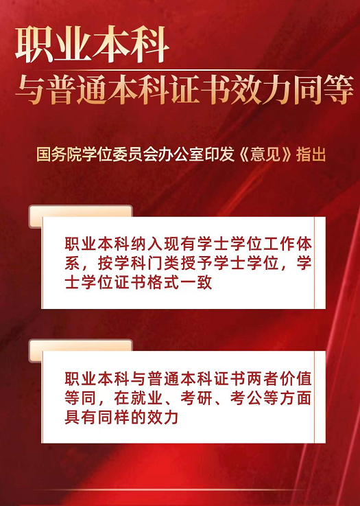 又一利好消息，教育部再發(fā)文：職業(yè)本科與普通本科證書(shū)效力同等！